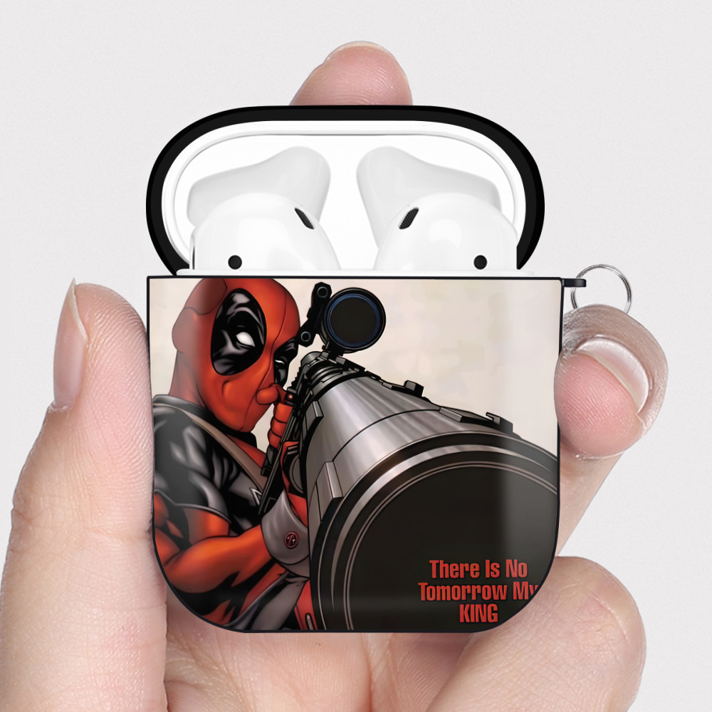 （画像用） Deadpool デッドプール AirPods 第2世代保護ケース ハードシェル ブラック 耐衝撃・防指紋・カラビナ付き