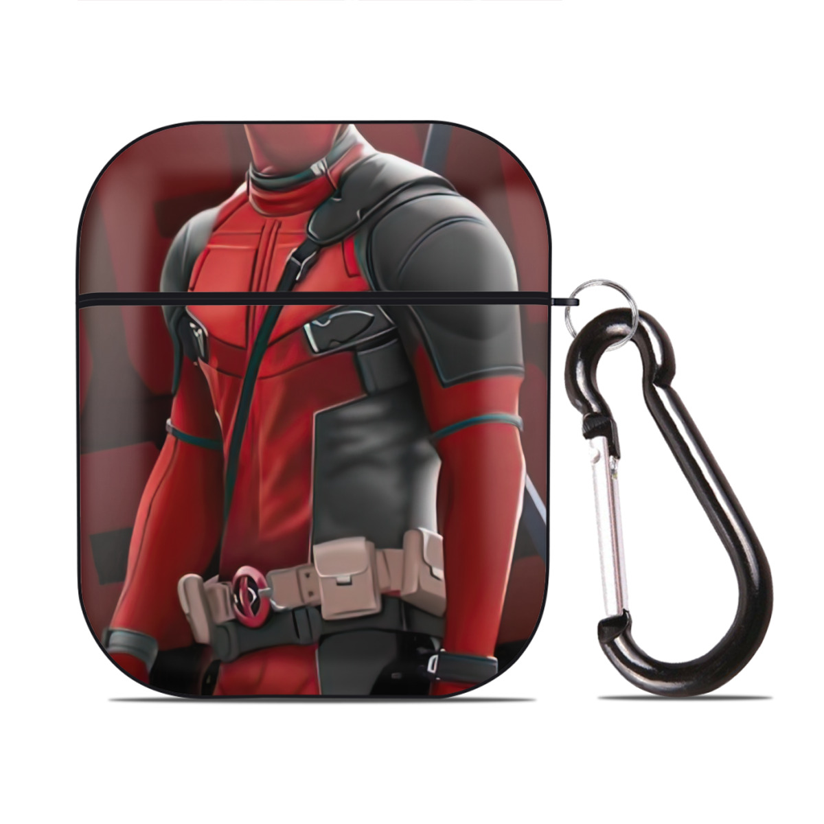 （画像用） Deadpool デッドプール AirPods 第2世代保護ケース ハードシェル ブラック 耐衝撃・防指紋・カラビナ付き