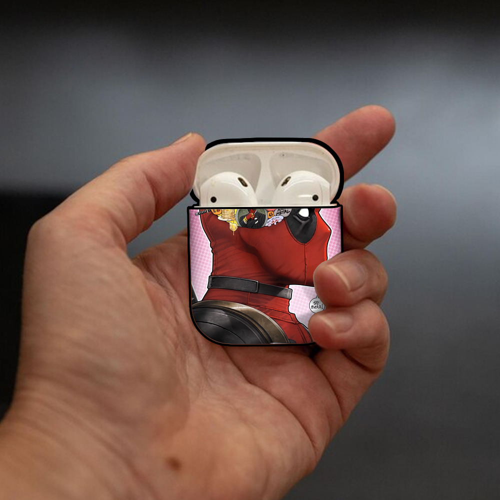 Deadpool デッドプール AirPods 第2世代保護ケース ハードシェル ブラック 耐衝撃・防指紋・カラビナ付き
