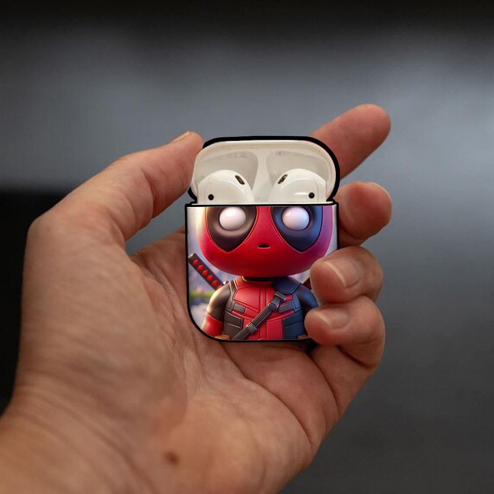 Deadpool デッドプール AirPods 第2世代保護ケース ハードシェル ブラック 耐衝撃・防指紋・カラビナ付き
