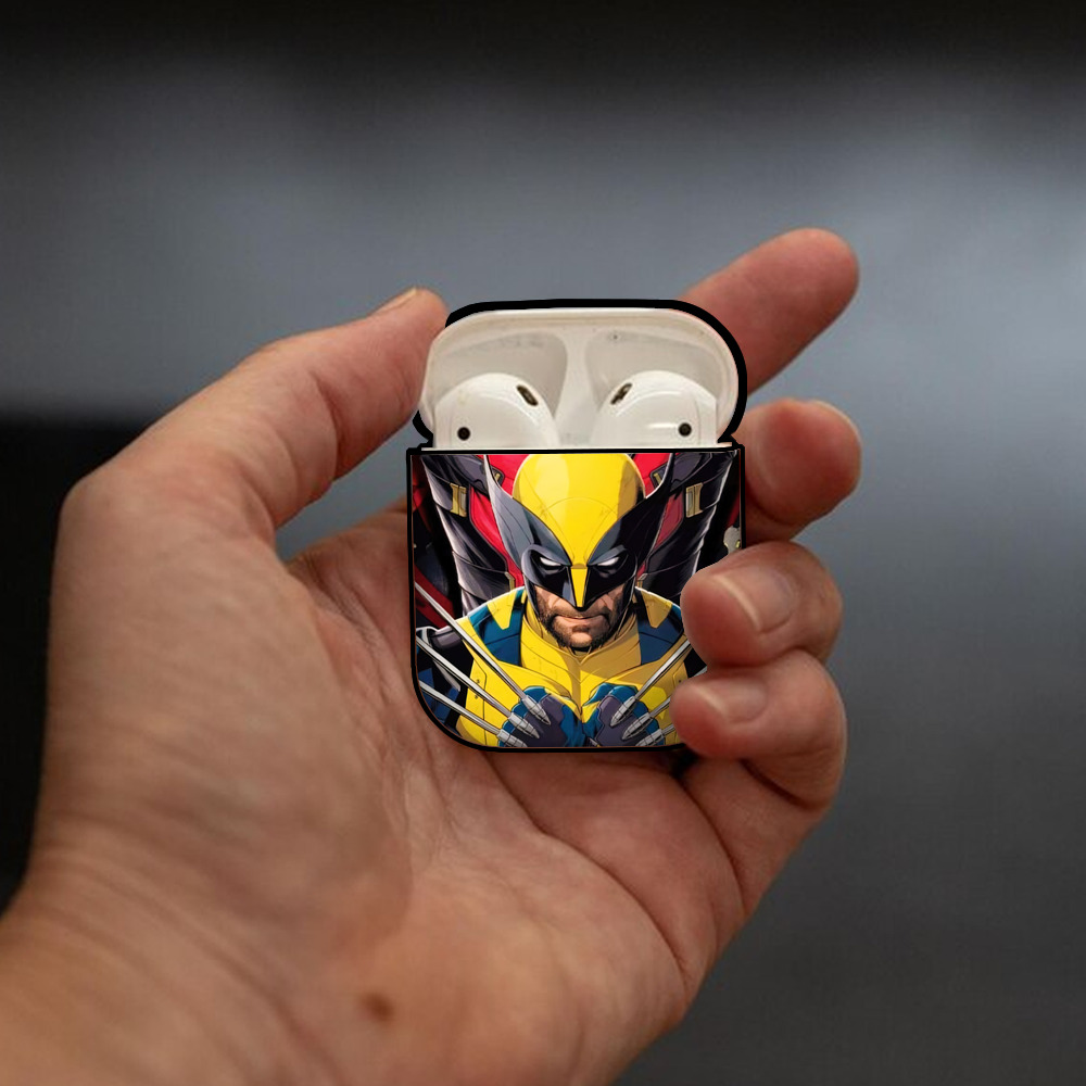 Deadpool デッドプール AirPods 第2世代保護ケース ハードシェル ブラック 耐衝撃・防指紋・カラビナ付き