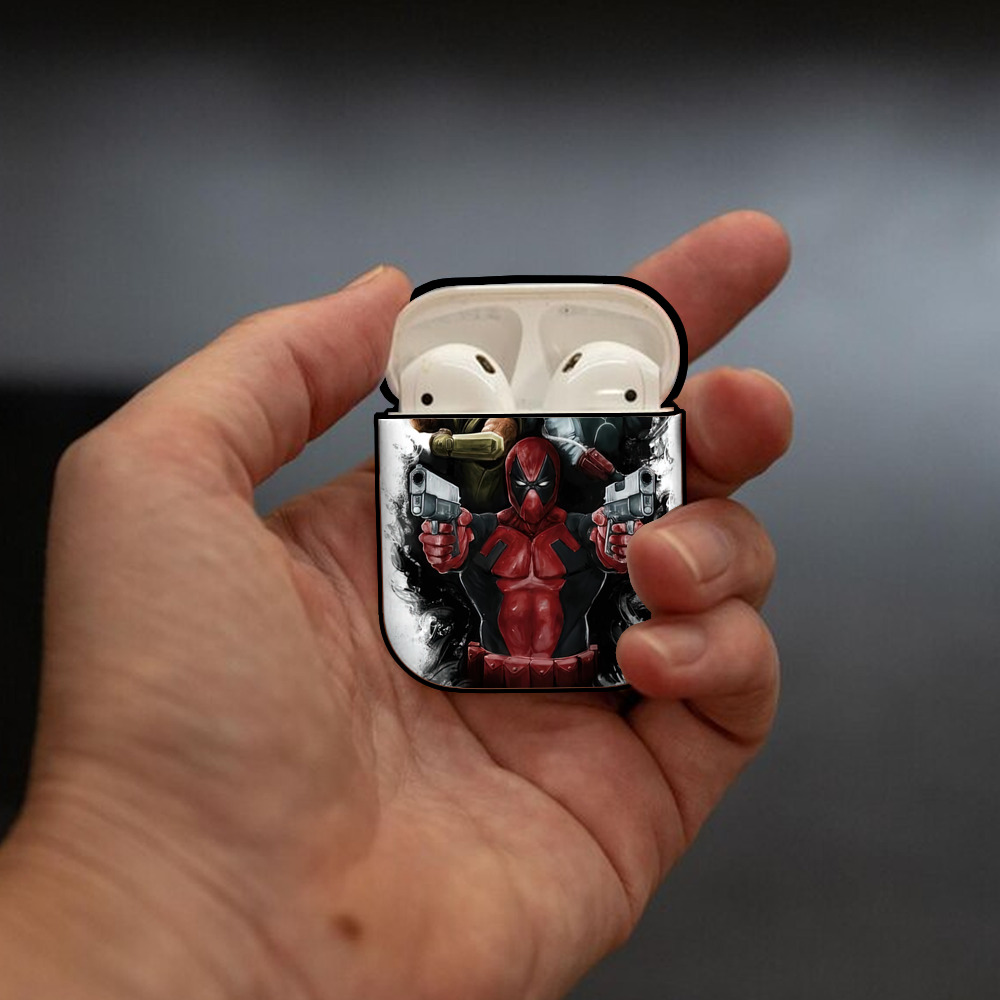 Deadpool デッドプール AirPods 第2世代保護ケース ハードシェル ブラック 耐衝撃・防指紋・カラビナ付き