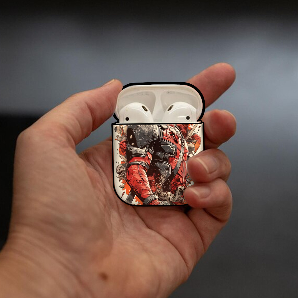 Deadpool デッドプール AirPods 第2世代保護ケース ハードシェル ブラック 耐衝撃・防指紋・カラビナ付き