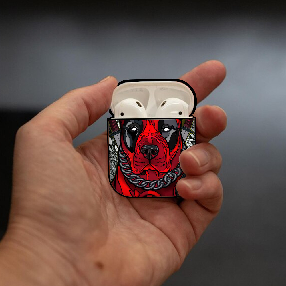 Deadpool デッドプール AirPods 第2世代保護ケース ハードシェル ブラック 耐衝撃・防指紋・カラビナ付き