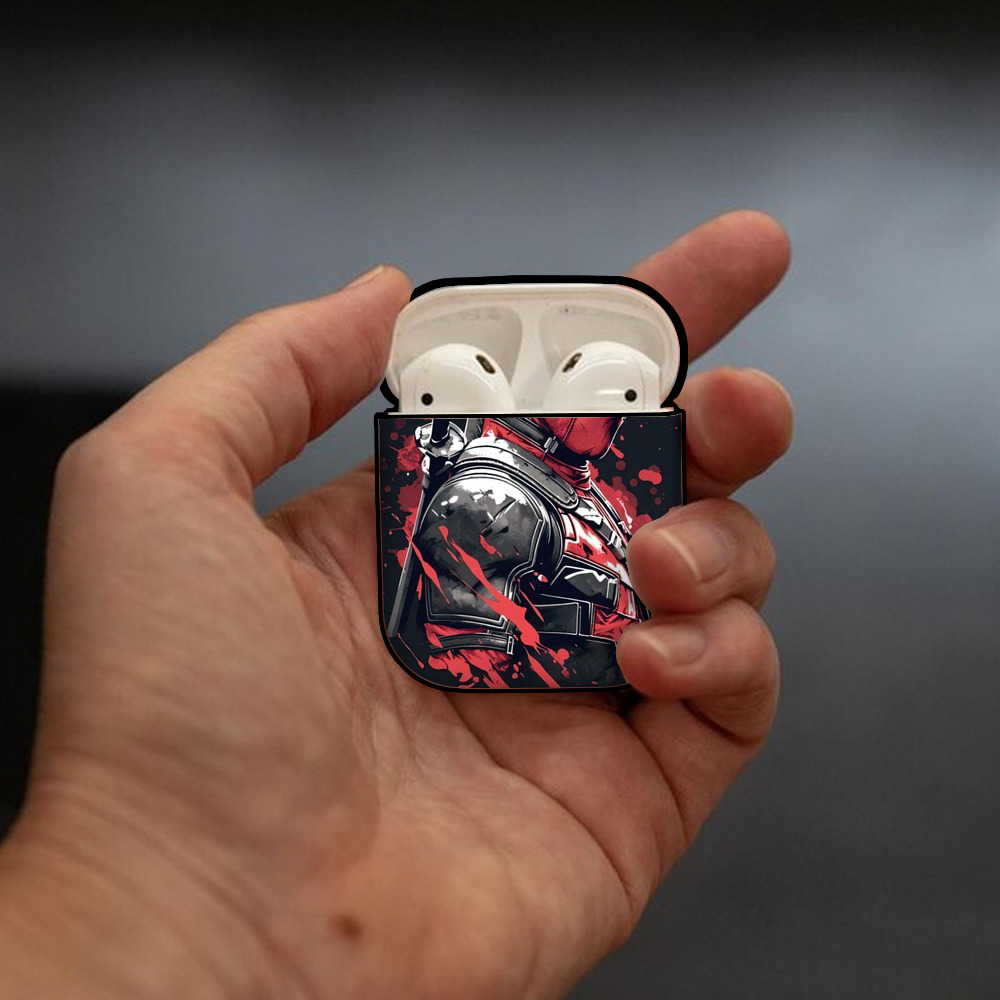 Deadpool デッドプール AirPods 第2世代保護ケース ハードシェル ブラック 耐衝撃・防指紋・カラビナ付き