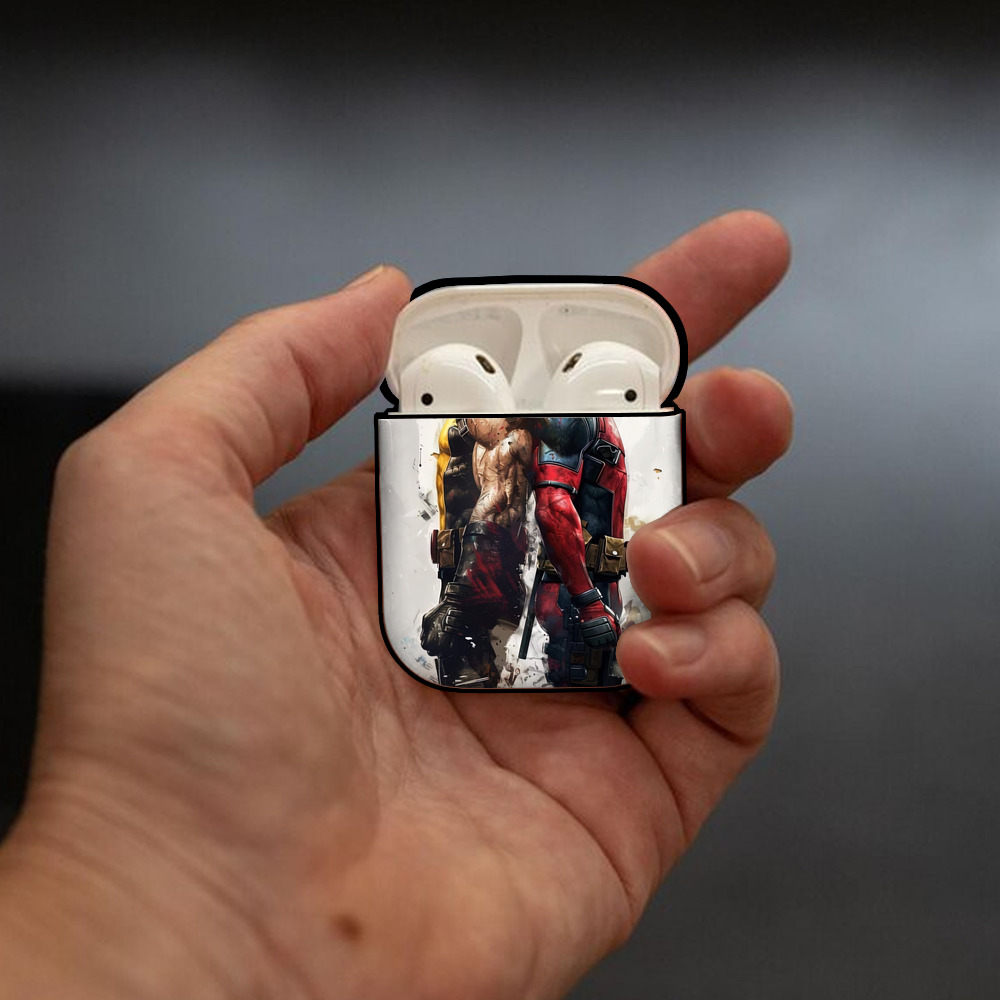 Deadpool デッドプール AirPods 第2世代保護ケース ハードシェル ブラック 耐衝撃・防指紋・カラビナ付き