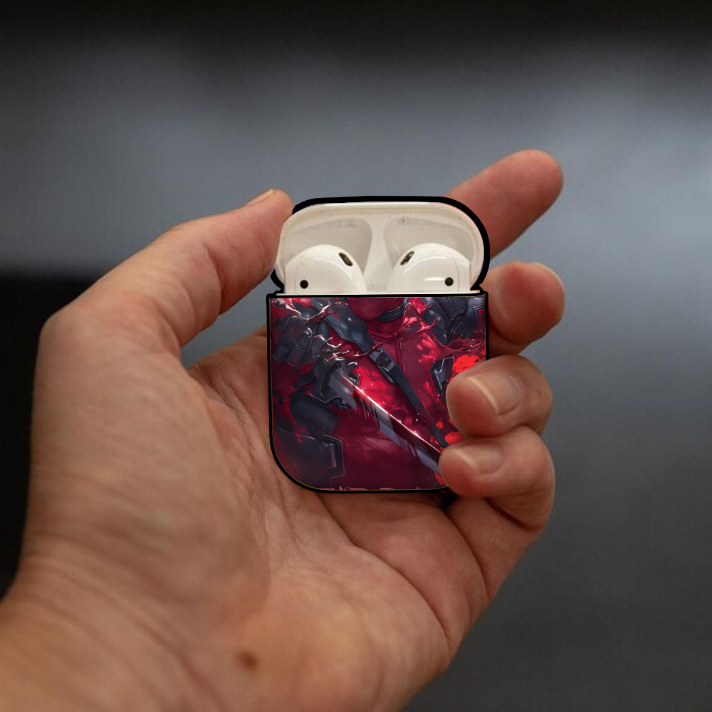 Deadpool デッドプール AirPods 第2世代保護ケース ハードシェル ブラック 耐衝撃・防指紋・カラビナ付き