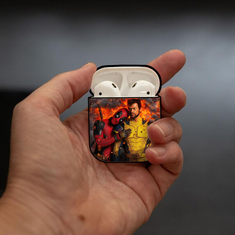 Deadpool デッドプール AirPods 第2世代保護ケース ハードシェル ブラック 耐衝撃・防指紋・カラビナ付き