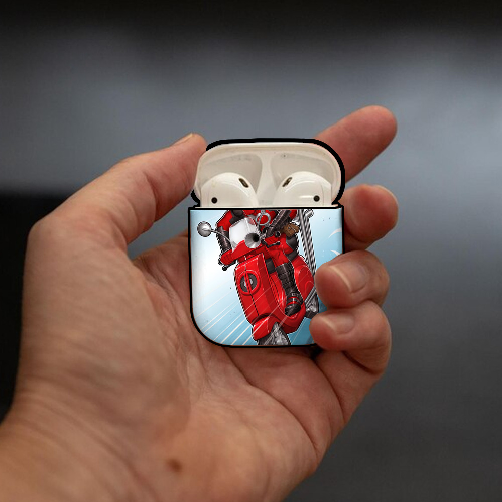 Deadpool デッドプール AirPods 第2世代保護ケース ハードシェル ブラック 耐衝撃・防指紋・カラビナ付き