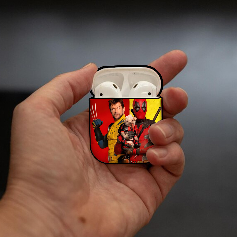 Deadpool デッドプール AirPods 第2世代保護ケース ハードシェル ブラック 耐衝撃・防指紋・カラビナ付き
