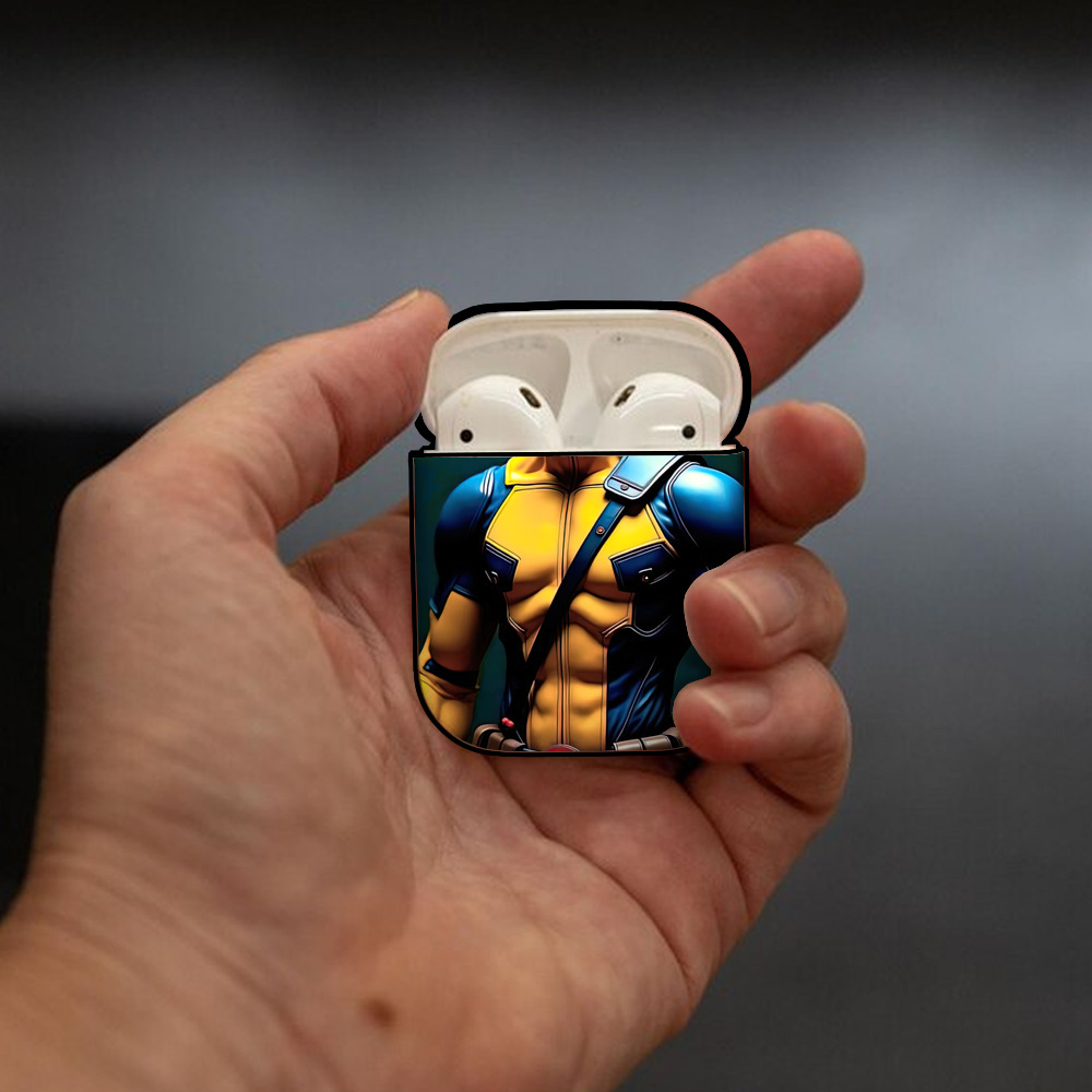 Deadpool デッドプール AirPods 第2世代保護ケース ハードシェル ブラック 耐衝撃・防指紋・カラビナ付き