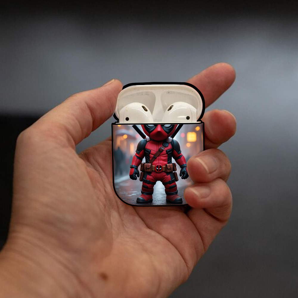 Deadpool デッドプール AirPods 第2世代保護ケース ハードシェル ブラック 耐衝撃・防指紋・カラビナ付き