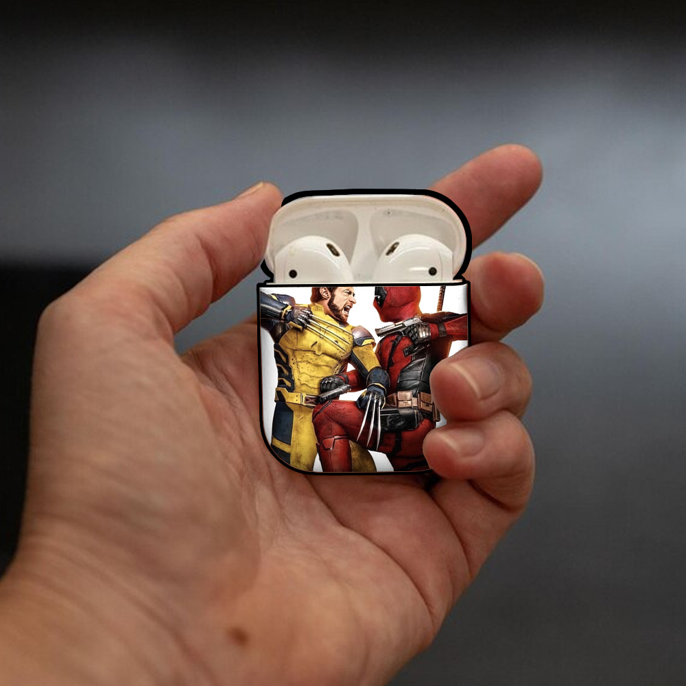 Deadpool デッドプール AirPods 第2世代保護ケース ハードシェル ブラック 耐衝撃・防指紋・カラビナ付き