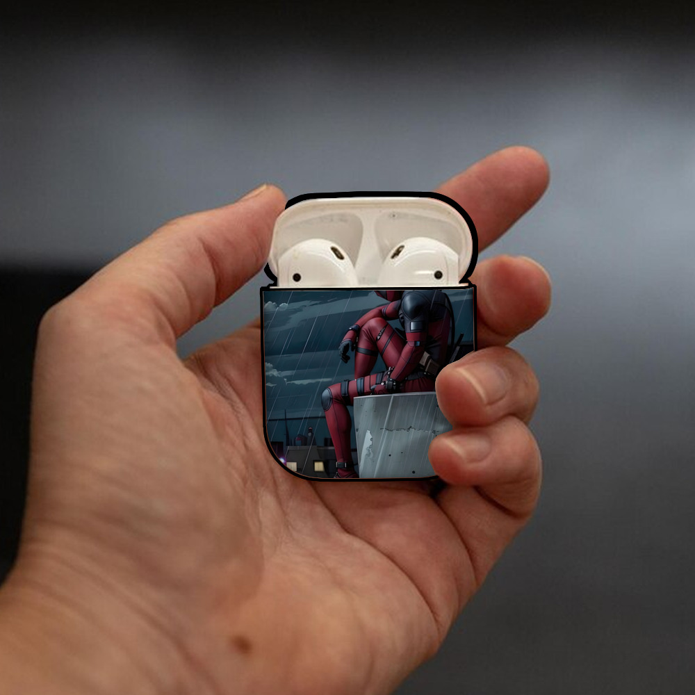 Deadpool デッドプール AirPods 第2世代保護ケース ハードシェル ブラック 耐衝撃・防指紋・カラビナ付き