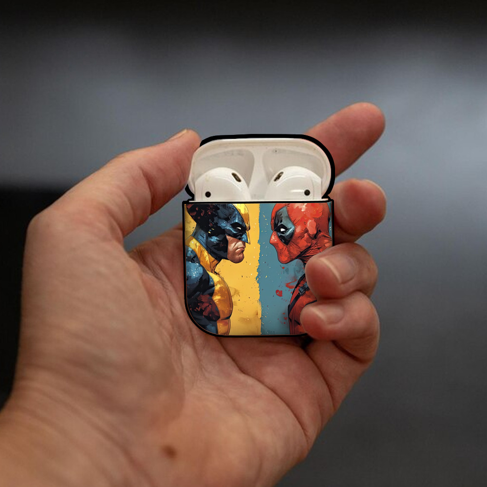Deadpool デッドプール AirPods 第2世代保護ケース ハードシェル ブラック 耐衝撃・防指紋・カラビナ付き