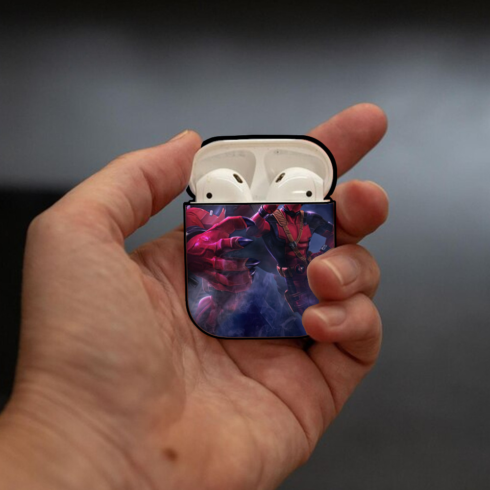 Deadpool デッドプール AirPods 第2世代保護ケース ハードシェル ブラック 耐衝撃・防指紋・カラビナ付き