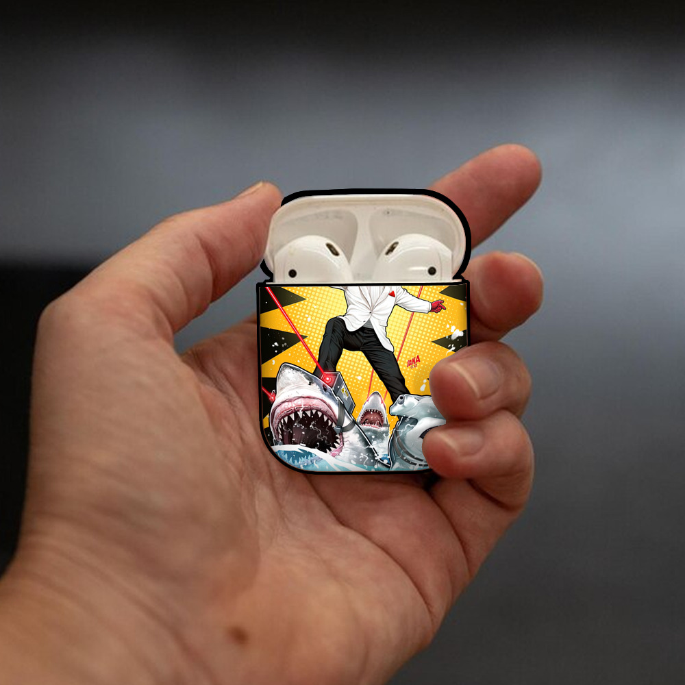 Deadpool デッドプール AirPods 第2世代保護ケース ハードシェル ブラック 耐衝撃・防指紋・カラビナ付き