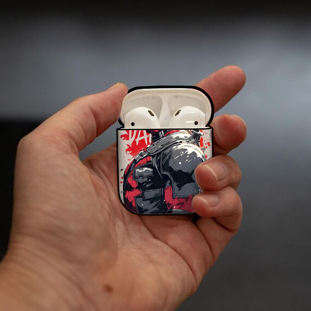 Deadpool デッドプール AirPods 第2世代保護ケース ハードシェル ブラック 耐衝撃・防指紋・カラビナ付き