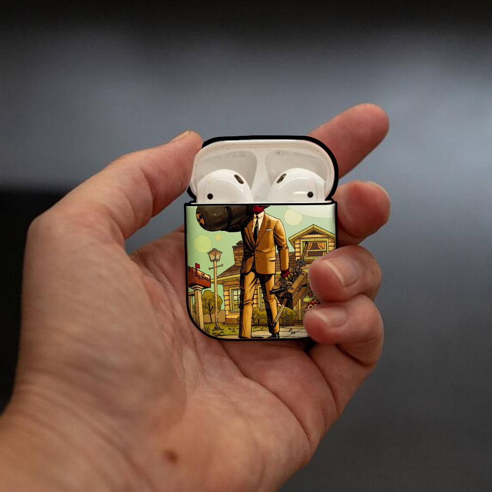 Deadpool デッドプール AirPods 第2世代保護ケース ハードシェル ブラック 耐衝撃・防指紋・カラビナ付き