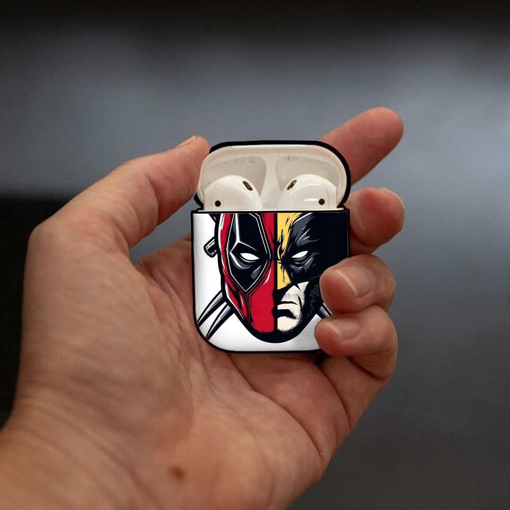 Deadpool デッドプール AirPods 第2世代保護ケース ハードシェル ブラック 耐衝撃・防指紋・カラビナ付き
