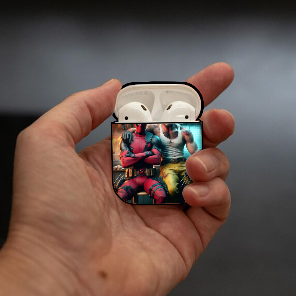 Deadpool デッドプール AirPods 第2世代保護ケース ハードシェル ブラック 耐衝撃・防指紋・カラビナ付き