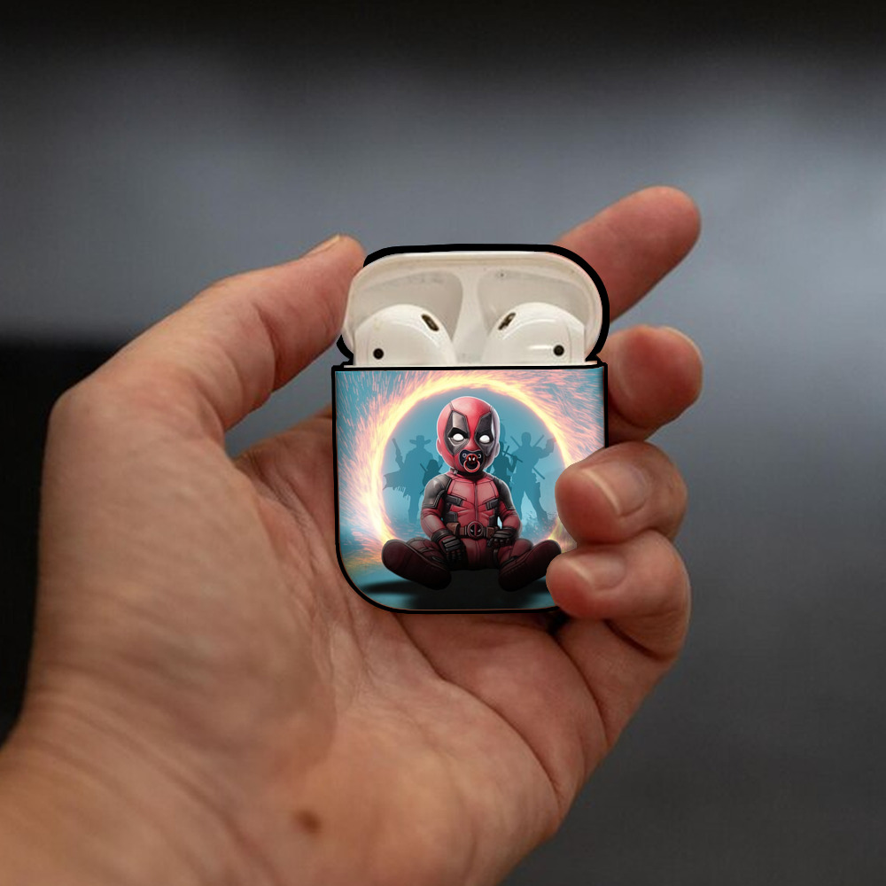 Deadpool デッドプール AirPods 第2世代保護ケース ハードシェル ブラック 耐衝撃・防指紋・カラビナ付き