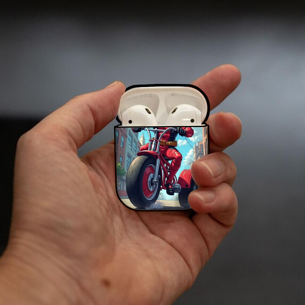 Deadpool デッドプール AirPods 第2世代保護ケース ハードシェル ブラック 耐衝撃・防指紋・カラビナ付き