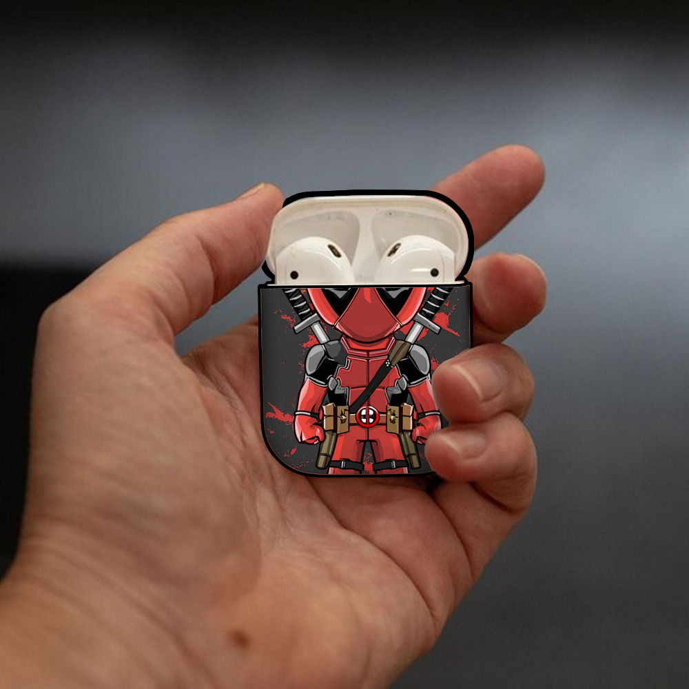 Deadpool デッドプール AirPods 第2世代保護ケース ハードシェル ブラック 耐衝撃・防指紋・カラビナ付き