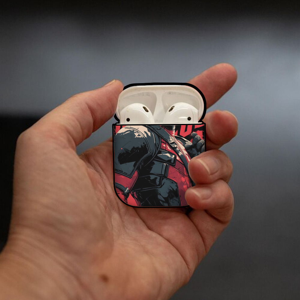 Deadpool デッドプール AirPods 第2世代保護ケース ハードシェル ブラック 耐衝撃・防指紋・カラビナ付き