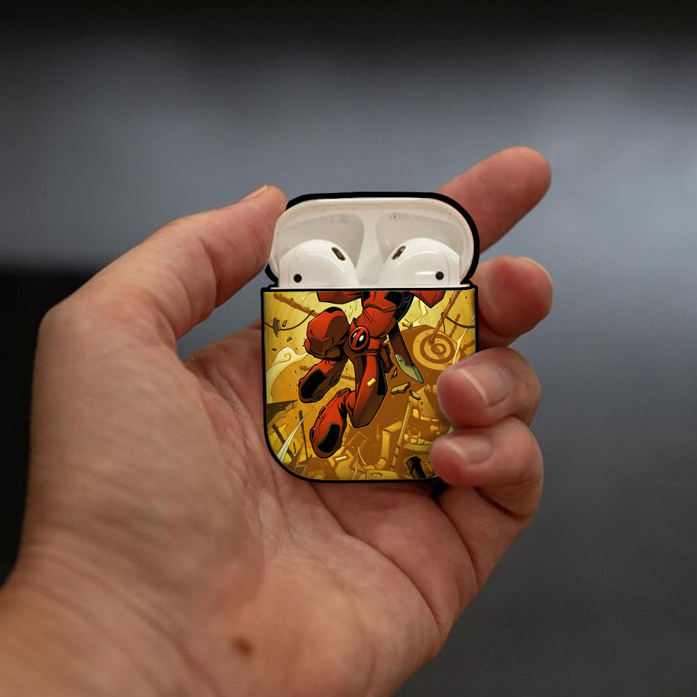 Deadpool デッドプール AirPods 第2世代保護ケース ハードシェル ブラック 耐衝撃・防指紋・カラビナ付き