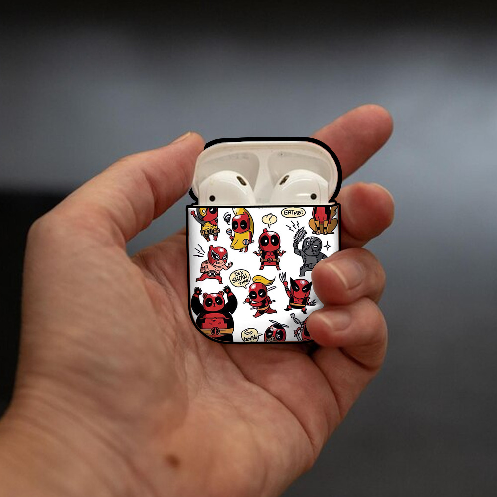 Deadpool デッドプール AirPods 第2世代保護ケース ハードシェル ブラック 耐衝撃・防指紋・カラビナ付き