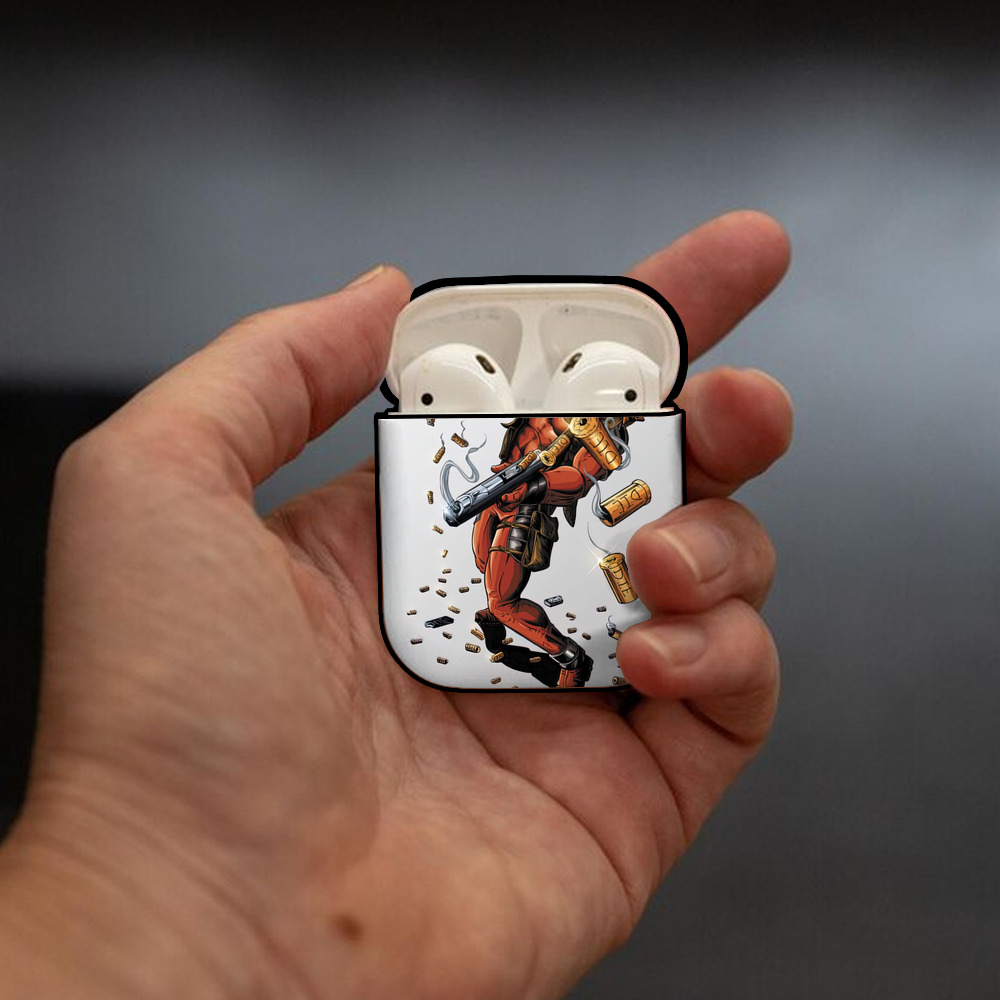 Deadpool デッドプール AirPods 第2世代保護ケース ハードシェル ブラック 耐衝撃・防指紋・カラビナ付き