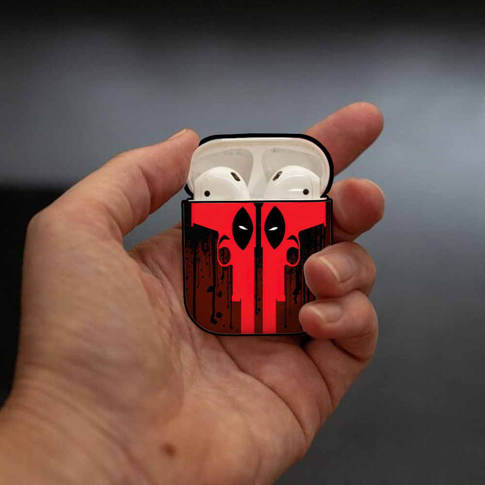 Deadpool デッドプール AirPods 第2世代保護ケース ハードシェル ブラック 耐衝撃・防指紋・カラビナ付き