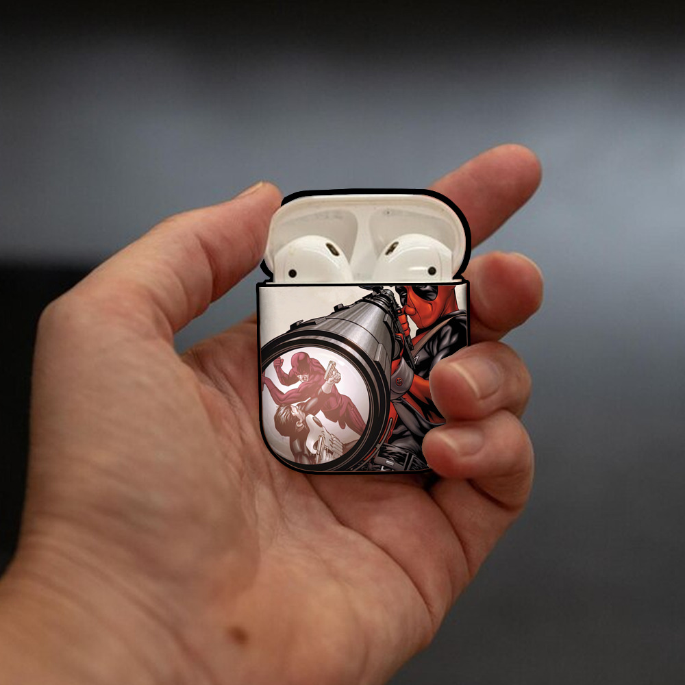 Deadpool デッドプール AirPods 第2世代保護ケース ハードシェル ブラック 耐衝撃・防指紋・カラビナ付き