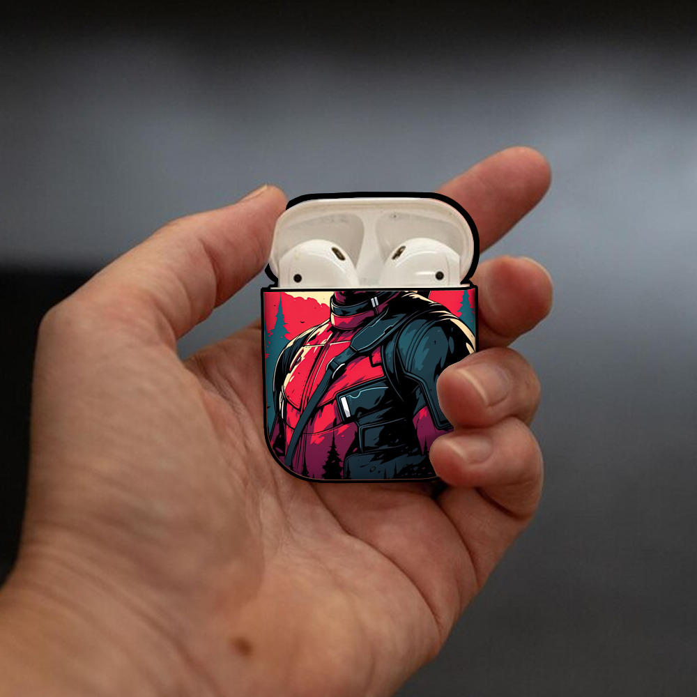 Deadpool デッドプール AirPods 第2世代保護ケース ハードシェル ブラック 耐衝撃・防指紋・カラビナ付き