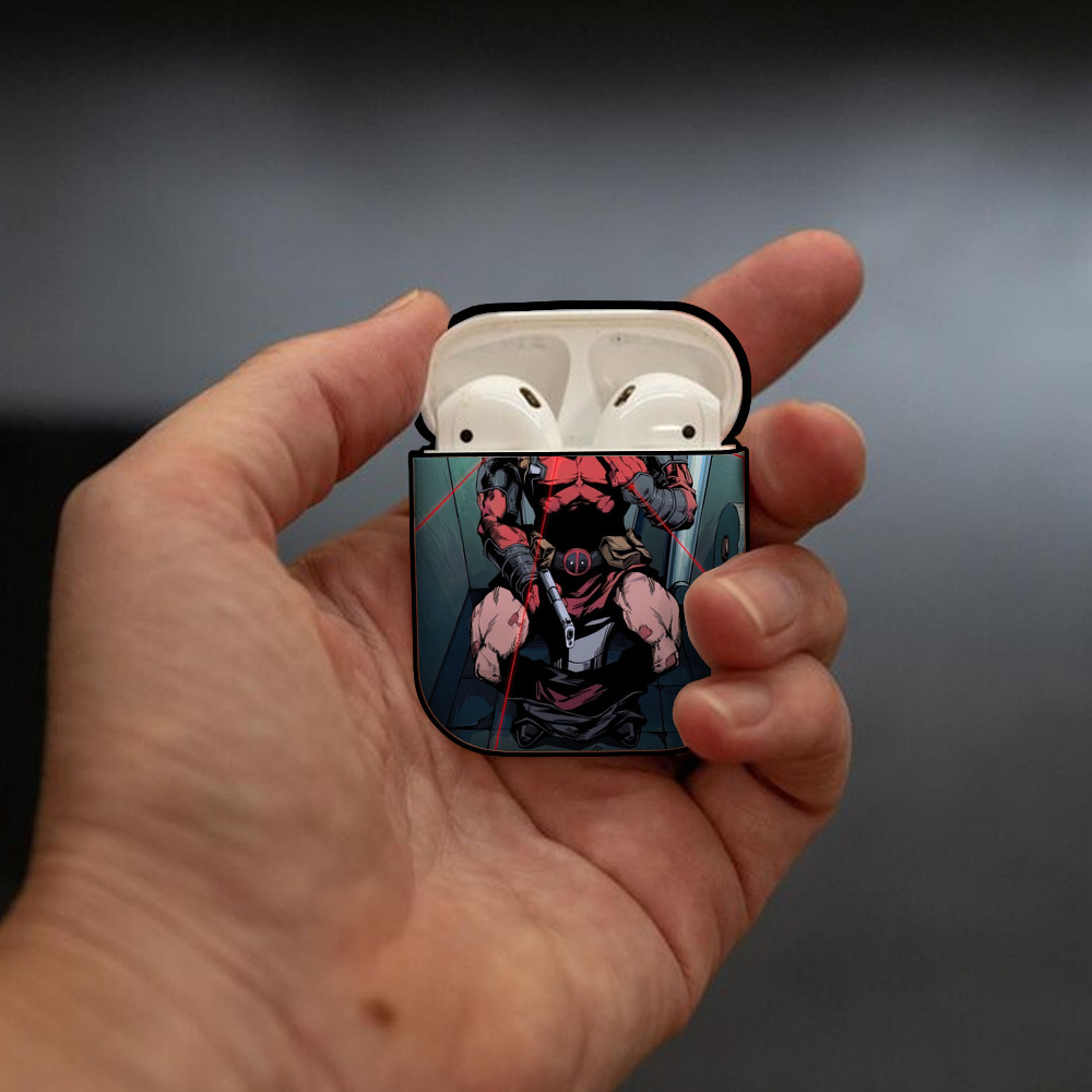 Deadpool デッドプール AirPods 第2世代保護ケース ハードシェル ブラック 耐衝撃・防指紋・カラビナ付き