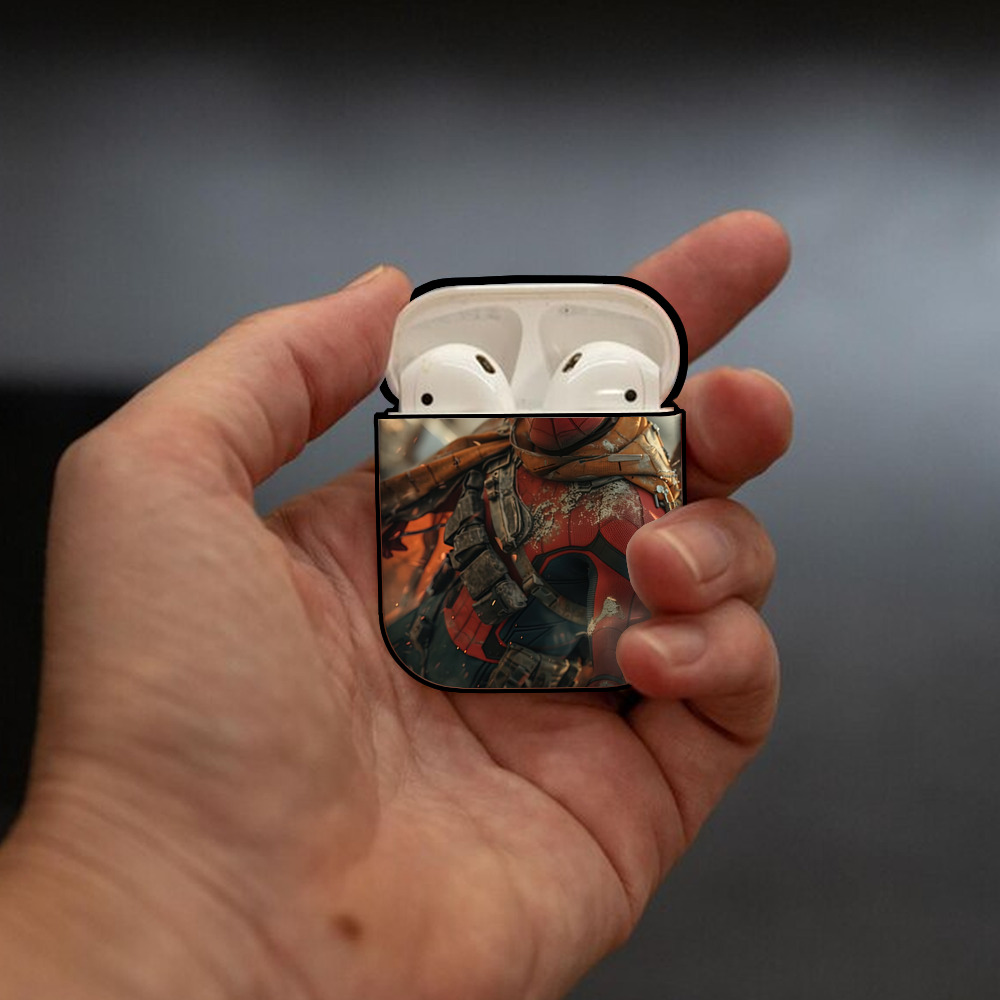 Deadpool デッドプール AirPods 第2世代保護ケース ハードシェル ブラック 耐衝撃・防指紋・カラビナ付き