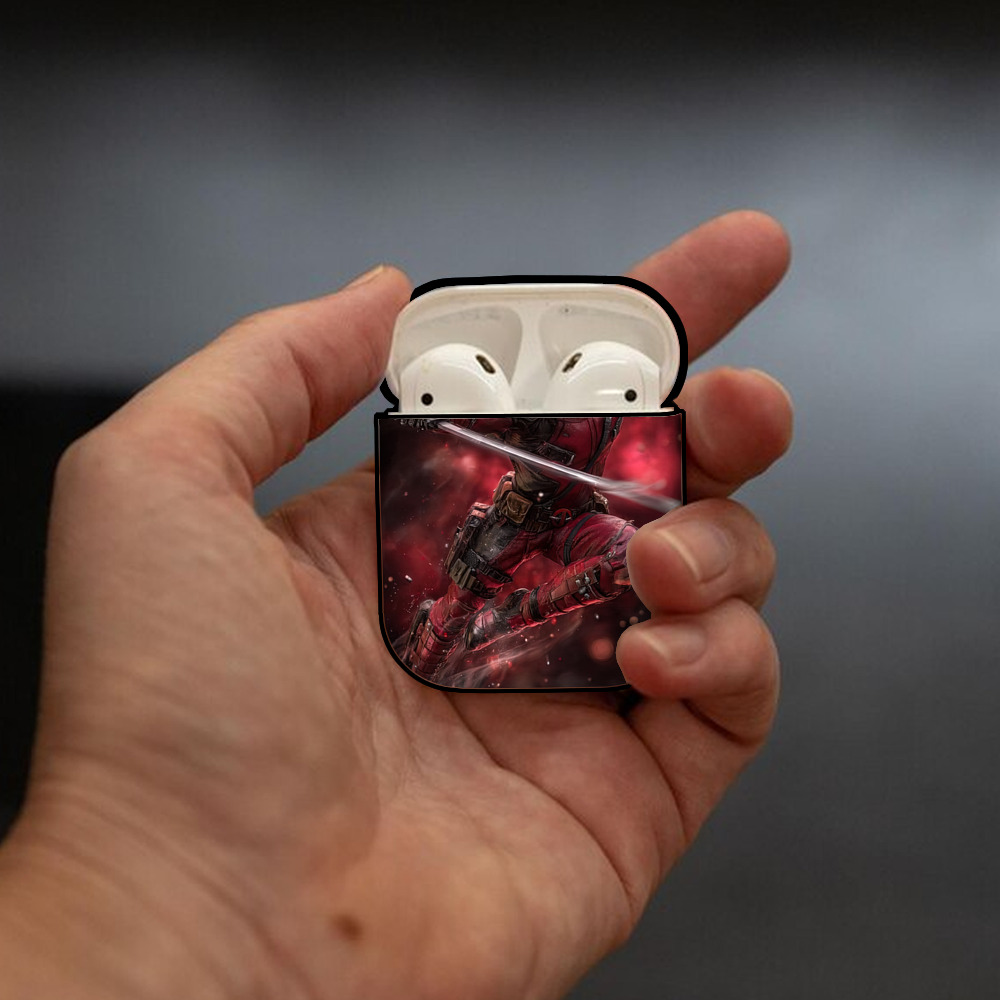 Deadpool デッドプール AirPods 第2世代保護ケース ハードシェル ブラック 耐衝撃・防指紋・カラビナ付き