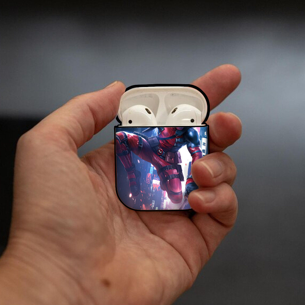 Deadpool デッドプール AirPods 第2世代保護ケース ハードシェル ブラック 耐衝撃・防指紋・カラビナ付き
