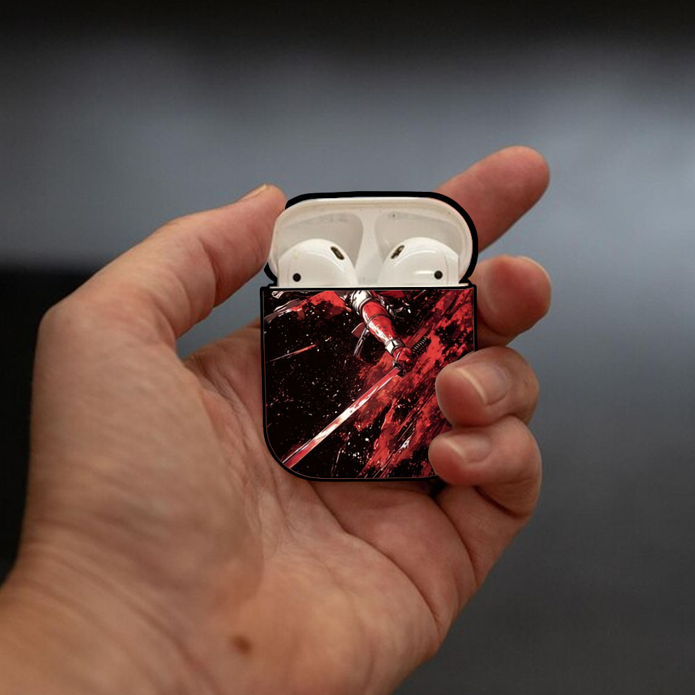 Deadpool デッドプール AirPods 第2世代保護ケース ハードシェル ブラック 耐衝撃・防指紋・カラビナ付き