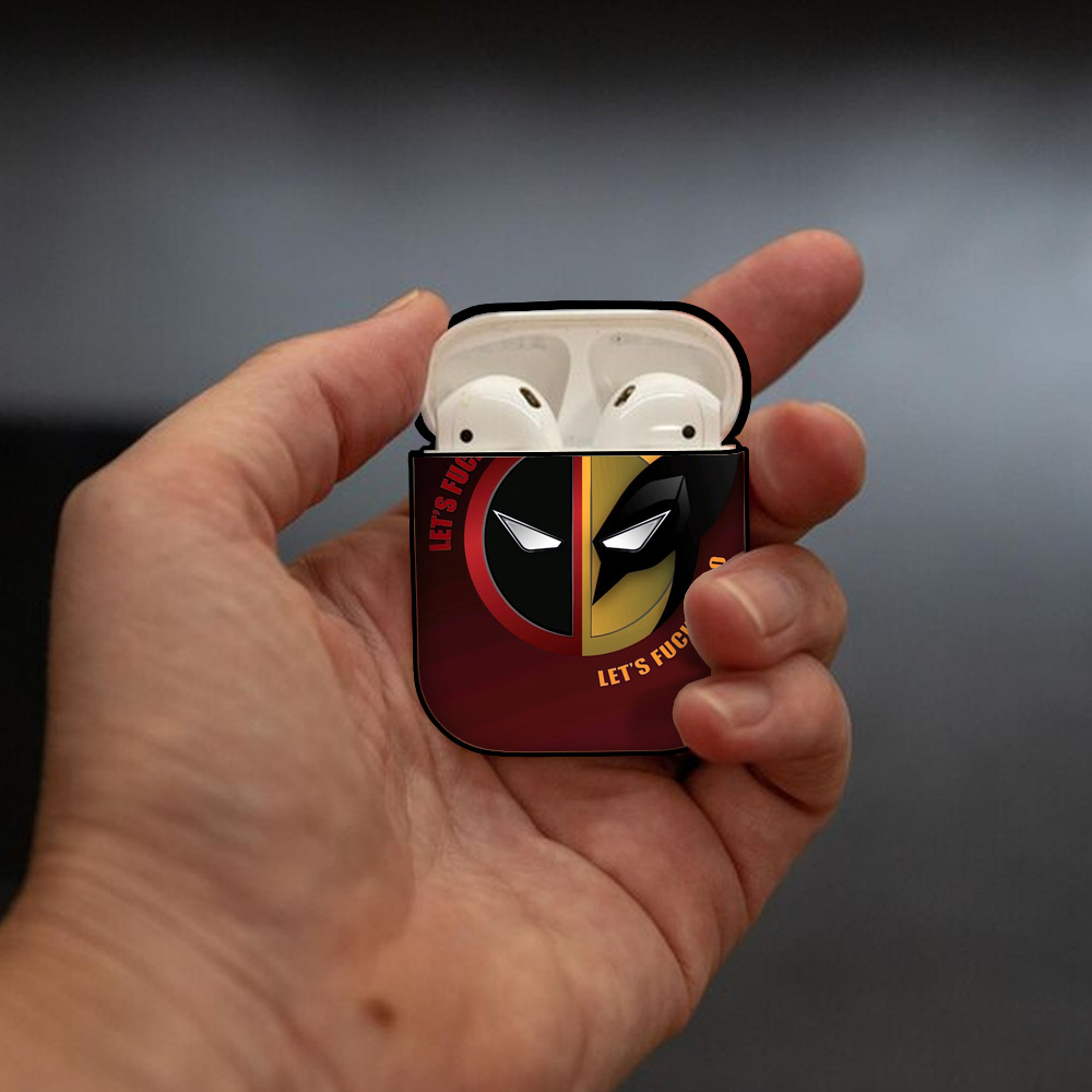Deadpool デッドプール AirPods 第2世代保護ケース ハードシェル ブラック 耐衝撃・防指紋・カラビナ付き