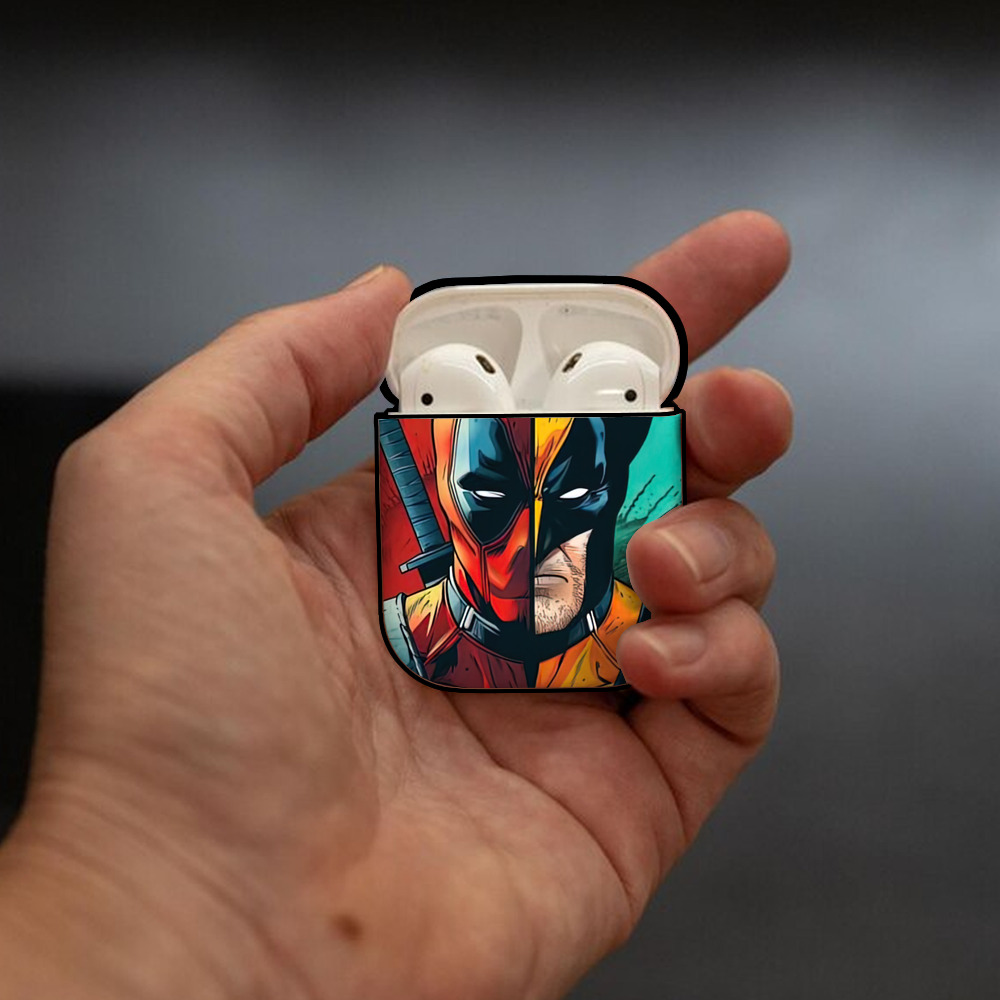 Deadpool デッドプール AirPods 第2世代保護ケース ハードシェル ブラック 耐衝撃・防指紋・カラビナ付き