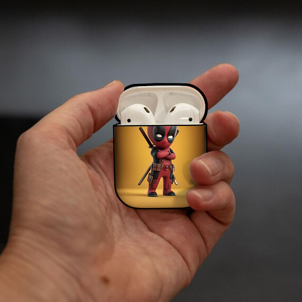Deadpool デッドプール AirPods 第2世代保護ケース ハードシェル ブラック 耐衝撃・防指紋・カラビナ付き