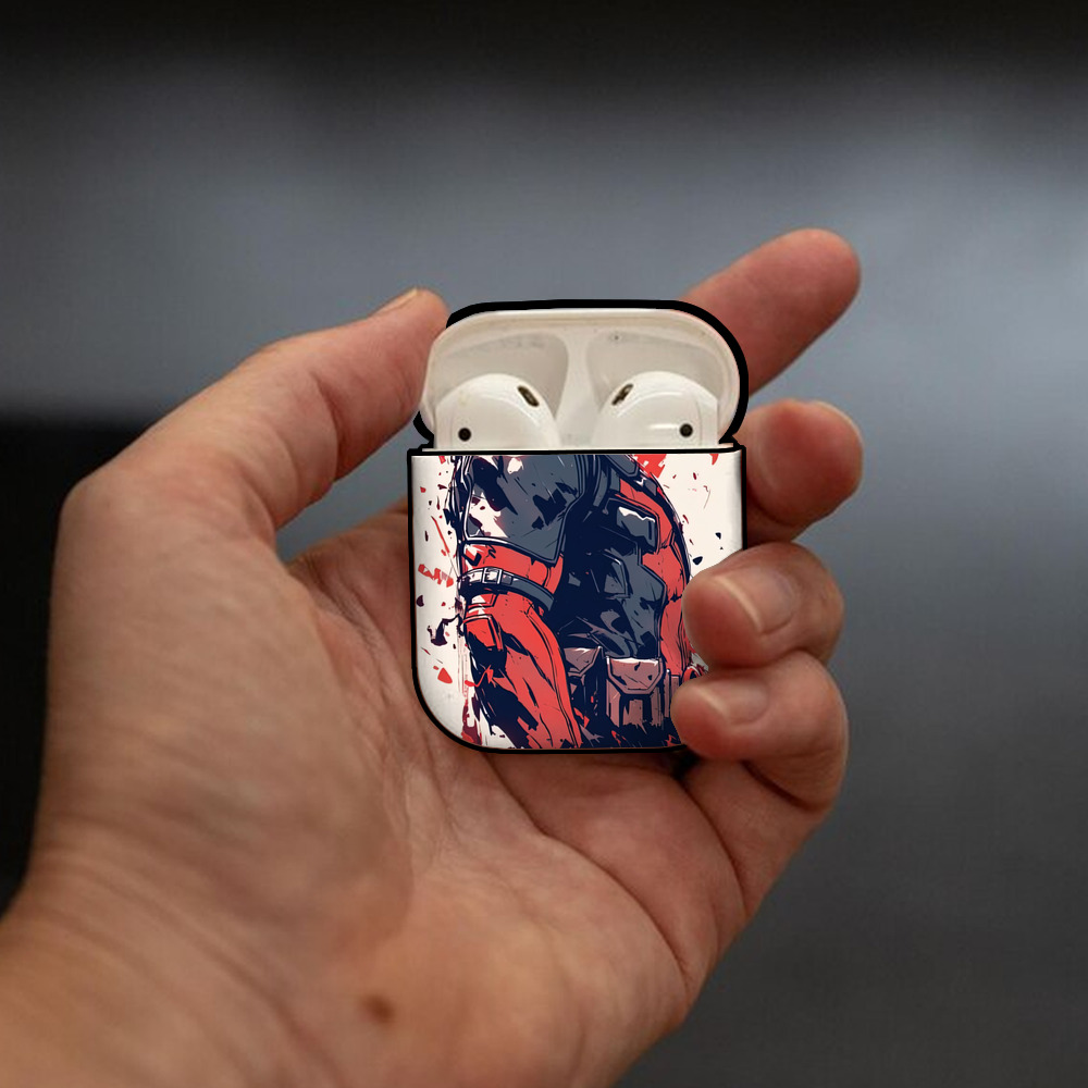 Deadpool デッドプール AirPods 第2世代保護ケース ハードシェル ブラック 耐衝撃・防指紋・カラビナ付き