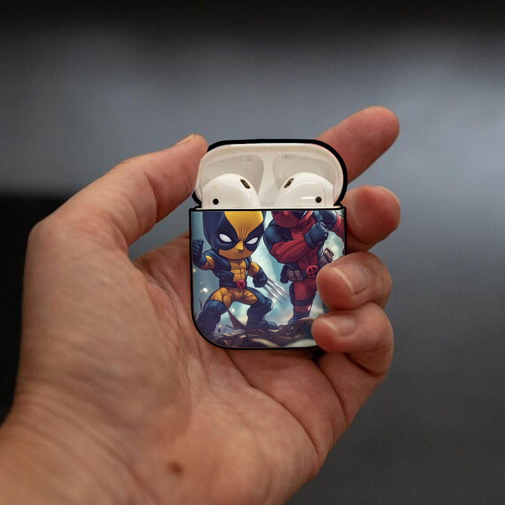 Deadpool デッドプール AirPods 第2世代保護ケース ハードシェル ブラック 耐衝撃・防指紋・カラビナ付き