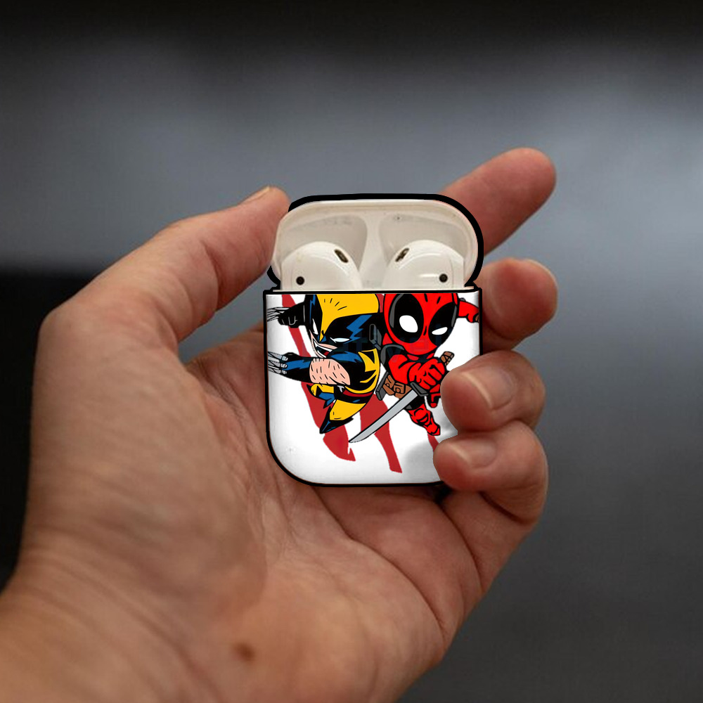 Deadpool デッドプール AirPods 第2世代保護ケース ハードシェル ブラック 耐衝撃・防指紋・カラビナ付き
