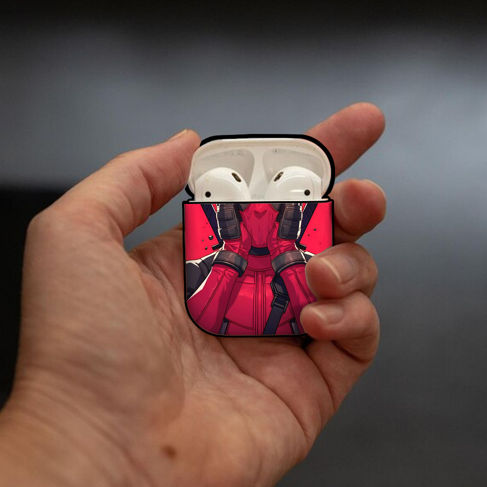 Deadpool デッドプール AirPods 第2世代保護ケース ハードシェル ブラック 耐衝撃・防指紋・カラビナ付き