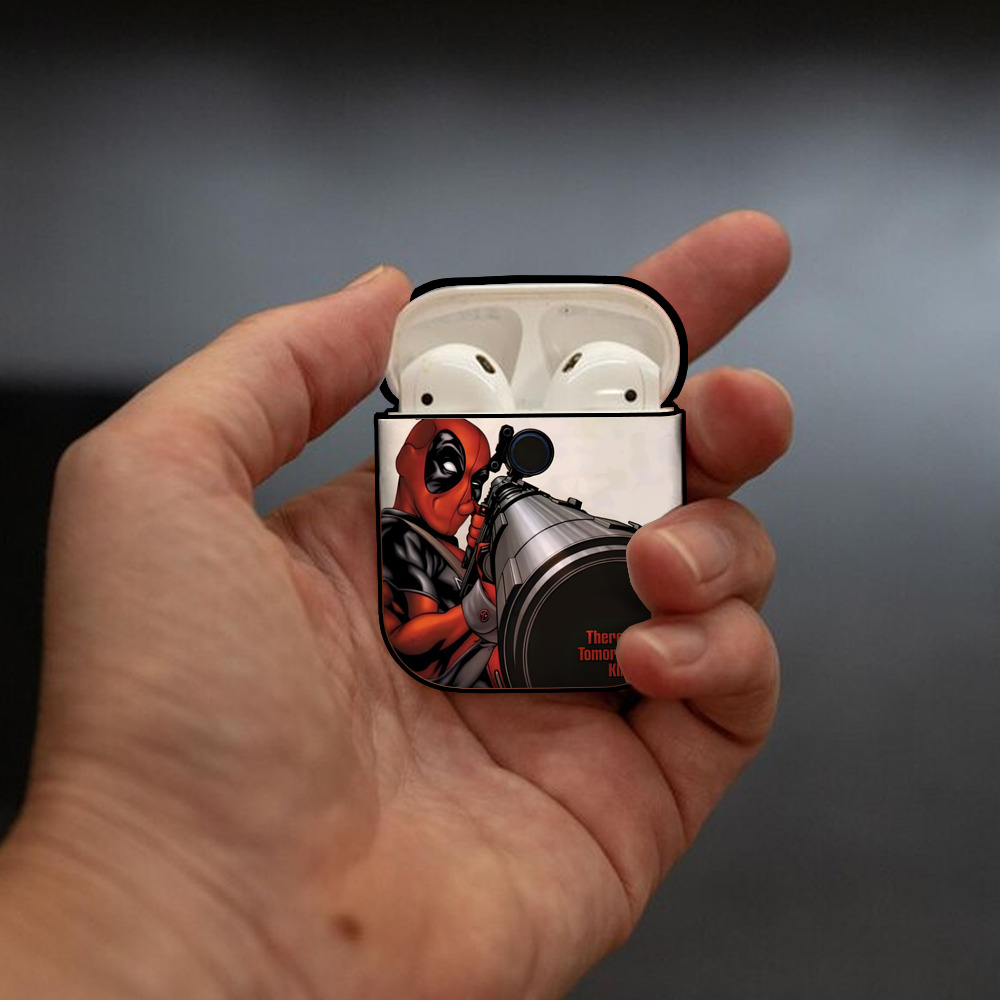 Deadpool デッドプール AirPods 第2世代保護ケース ハードシェル ブラック 耐衝撃・防指紋・カラビナ付き