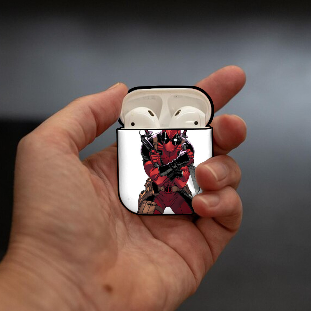 Deadpool デッドプール AirPods 第2世代保護ケース ハードシェル ブラック 耐衝撃・防指紋・カラビナ付き