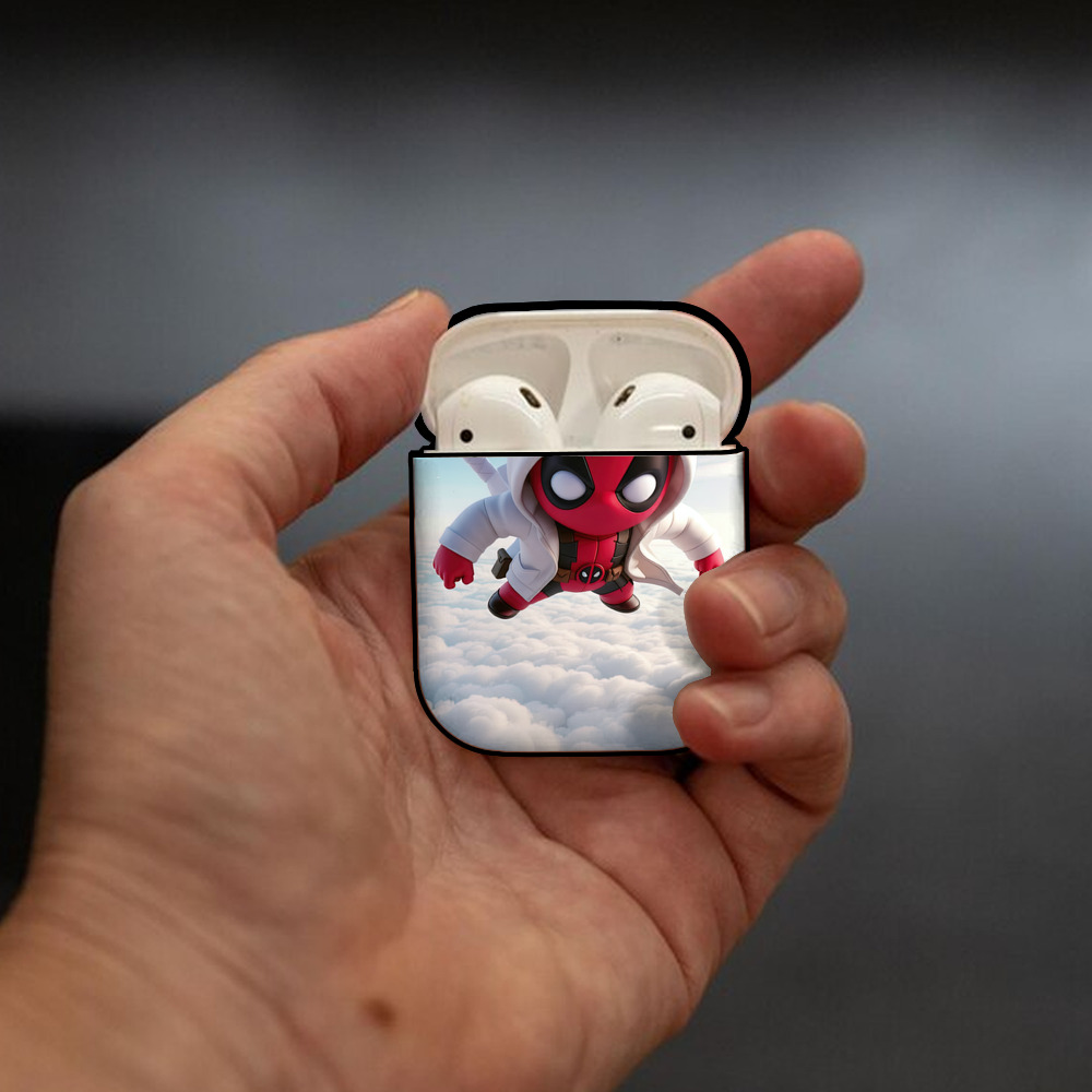 Deadpool デッドプール AirPods 第2世代保護ケース ハードシェル ブラック 耐衝撃・防指紋・カラビナ付き